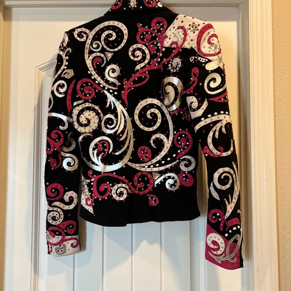 Bling western show shirt, Pink, white & black